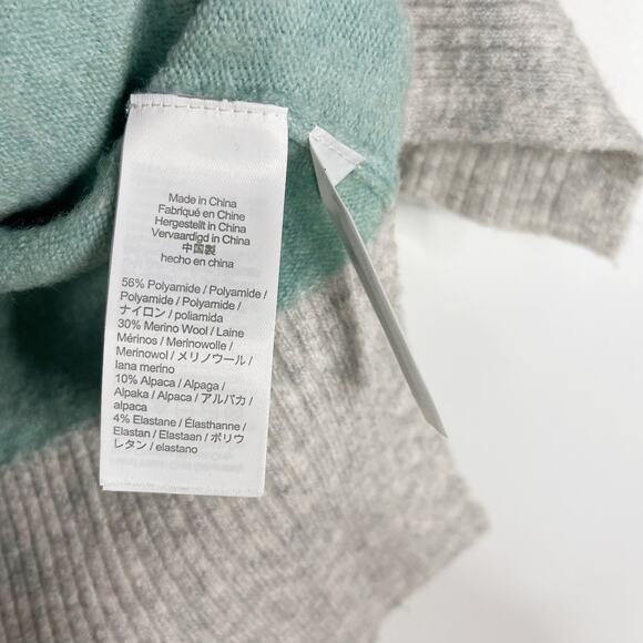 New J Crew S Green Gray Striped Turtleneck Sweater Supersoft Yarn Merino Alpaca - Picture 8 of 12